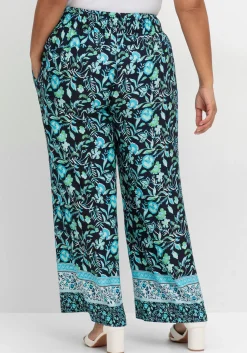 Weite Hose mit Blumenprint und Smokbund