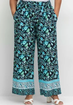 Weite Hose mit Blumenprint und Smokbund