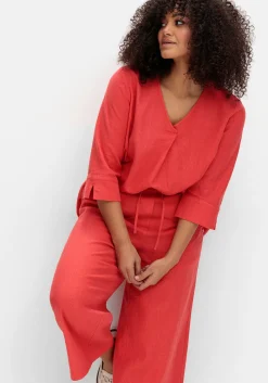 Weite 7/8-Hose mit Schlupfbund, im Leinenmix