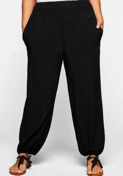 Weite Hose mit Smokbund, aus Viskose
