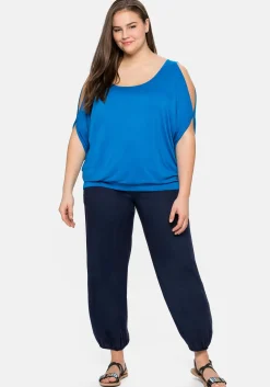 Weite Hose mit Smokbund, aus Viskose