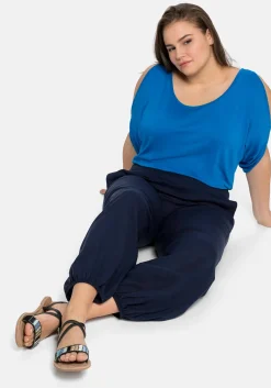 Weite Hose mit Smokbund, aus Viskose