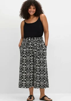 Weite 7/8-Hose mit Smokbund und Ethnoprint