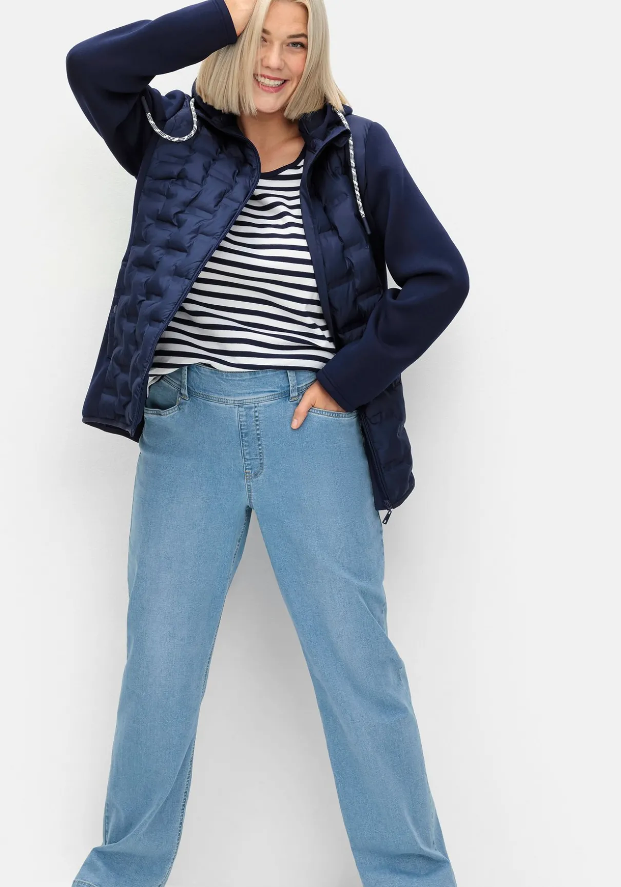 Weite Jeans im Curvy-Schnitt ELLA, mit Teilgummibund