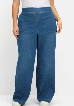 Weite Jeans mit Schlupfbund, in leichter Qualität