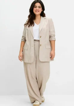 Weite Schlupfhose mit Bindeband, im Leinenmix