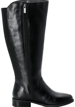 Weitschaftstiefel aus Leder mit Stretch-Einsatz