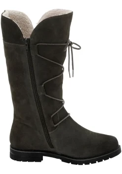 Weitschaftstiefel aus Leder mit Schnürung