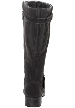 Weitschaftstiefel aus Leder mit Zierband