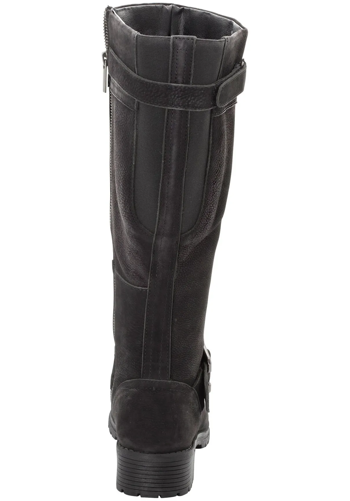 Weitschaftstiefel aus Leder mit Zierband