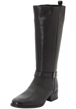 Weitschaftstiefel aus Leder mit Zierband