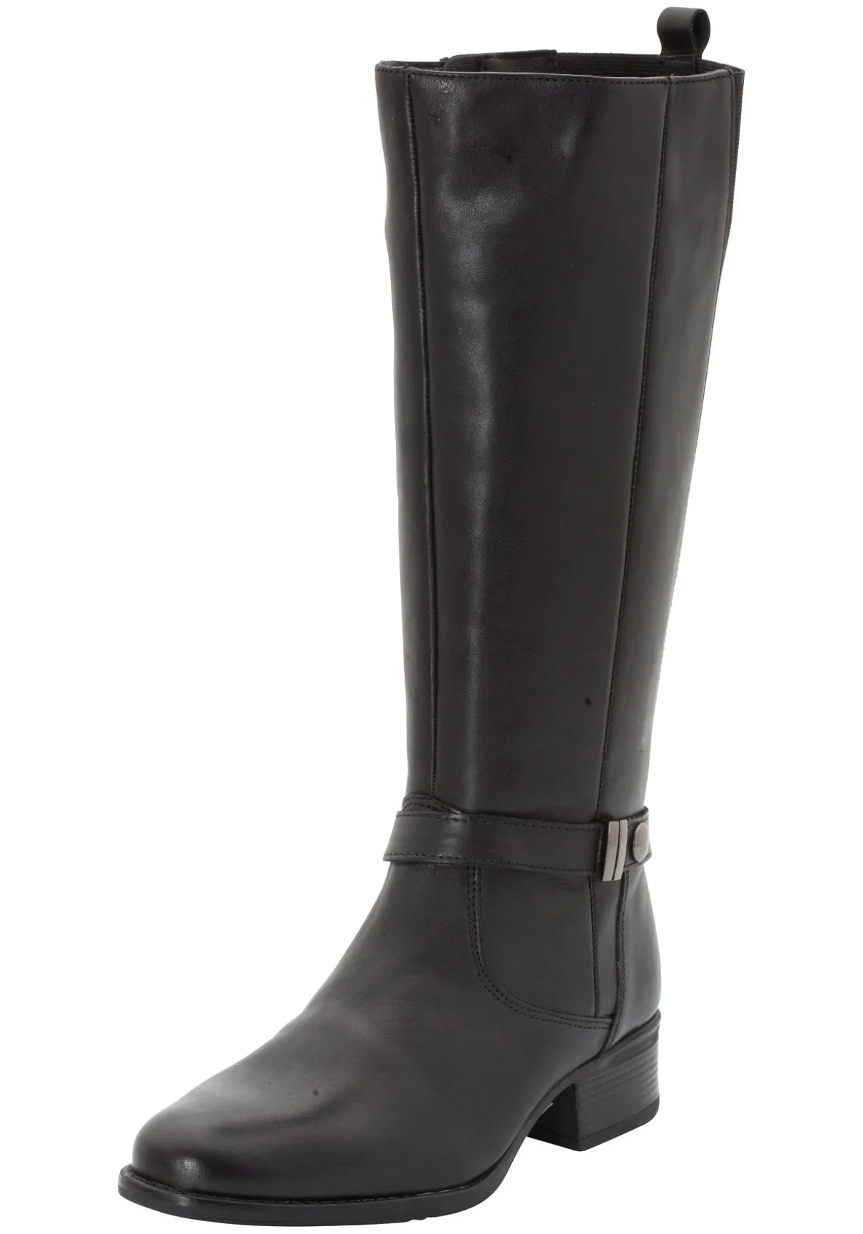 Weitschaftstiefel aus Leder mit Zierband