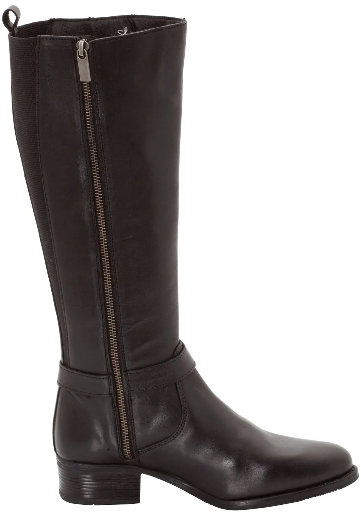 Weitschaftstiefel aus Leder mit Zierband