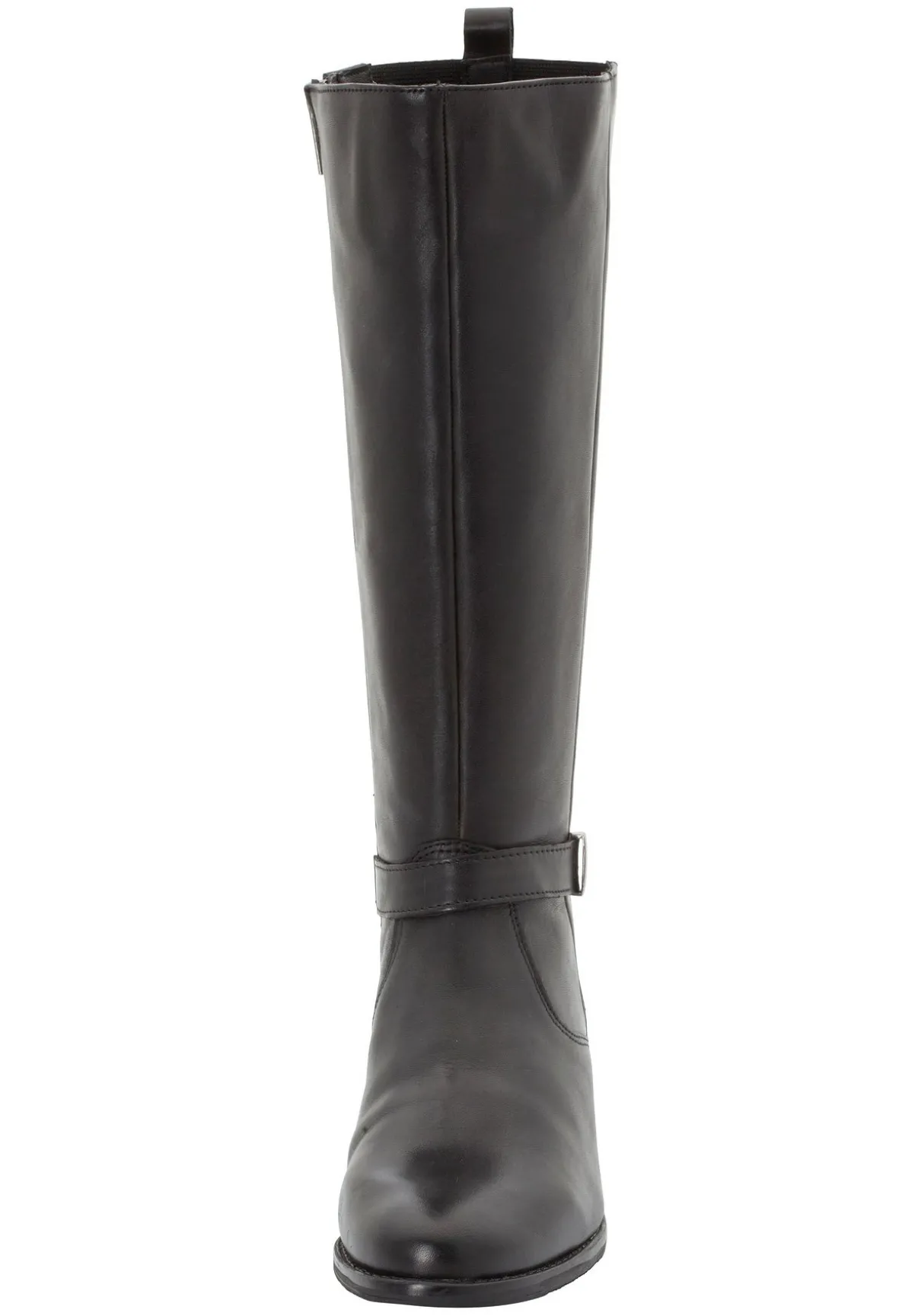 Weitschaftstiefel aus Leder mit Zierband