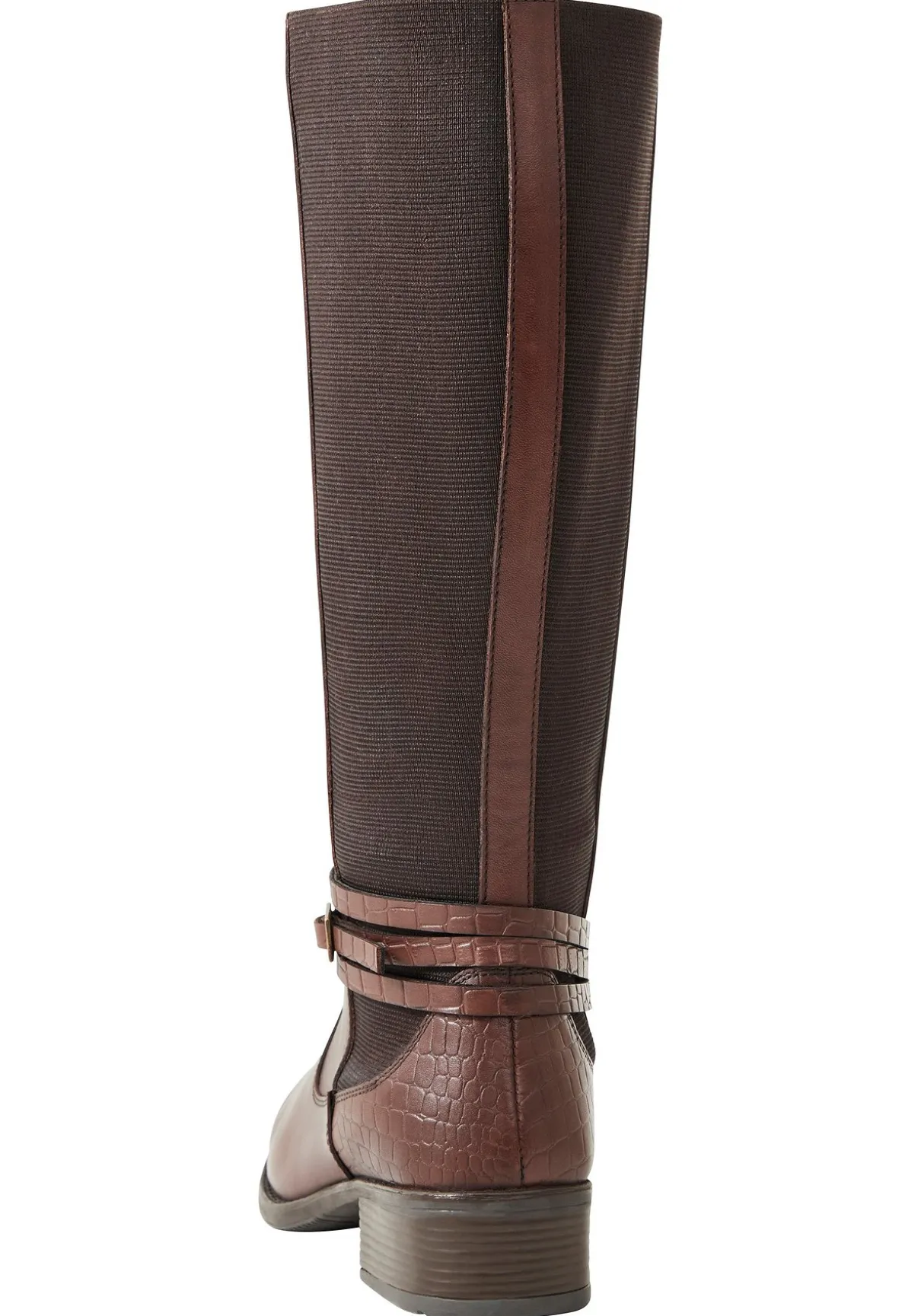 Weitschaftstiefel aus Leder, mit Zierschnalle