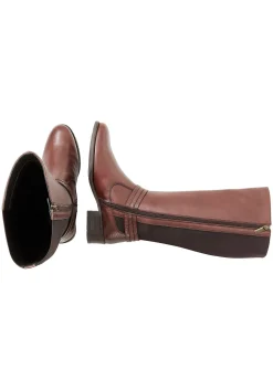 Weitschaftstiefel aus Leder, mit Zierschnalle