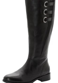 Weitschaftstiefel aus Leder mit drei Zierschnallen