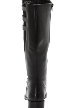 Weitschaftstiefel aus Leder mit drei Zierschnallen