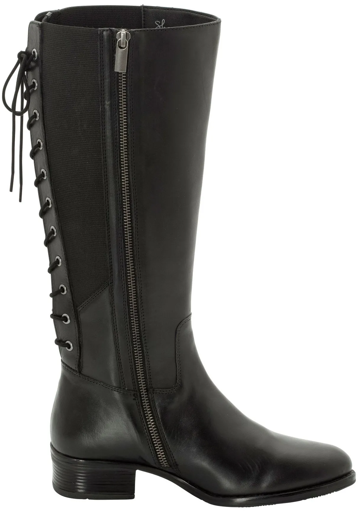 Weitschaftstiefel aus Leder mit Schnürung