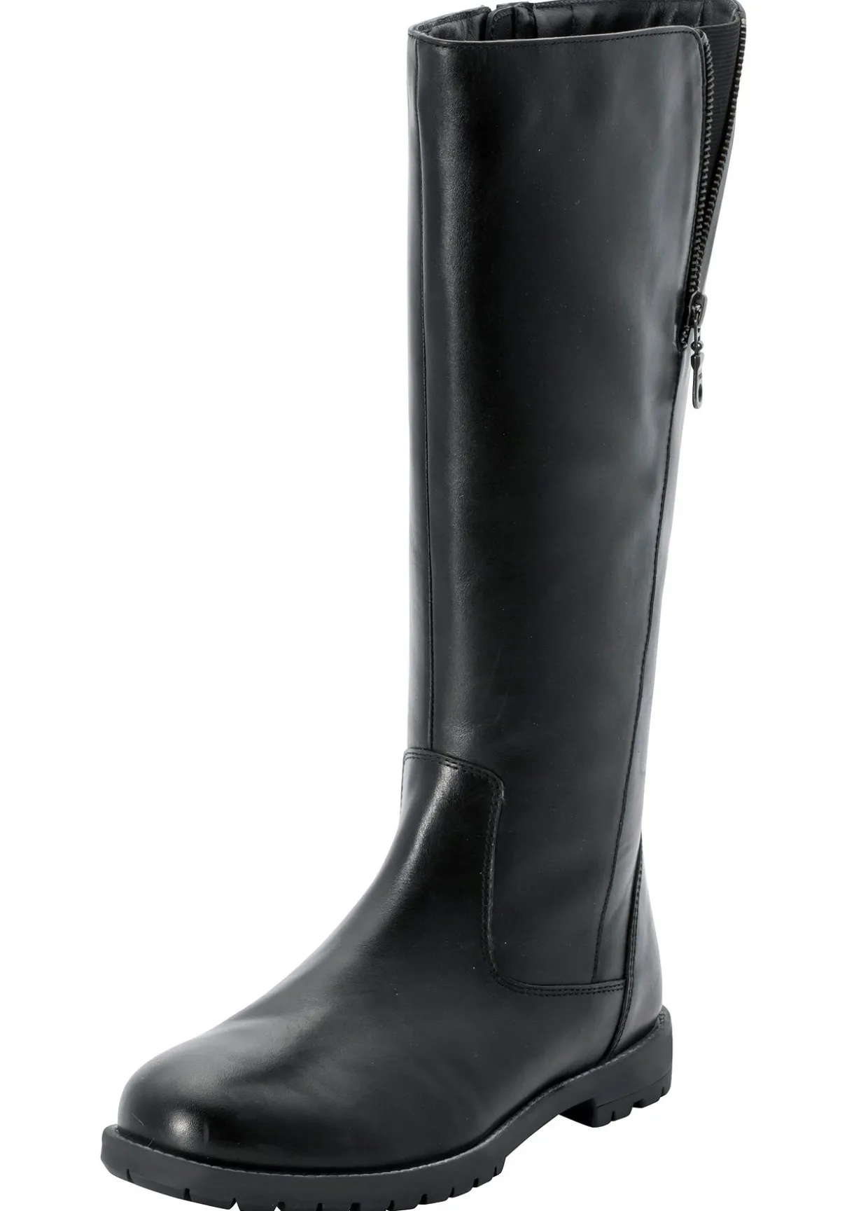 Weitschaftstiefel aus Leder mit Zierreißverschluss