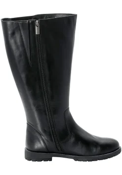 Weitschaftstiefel aus Leder mit Zierreißverschluss