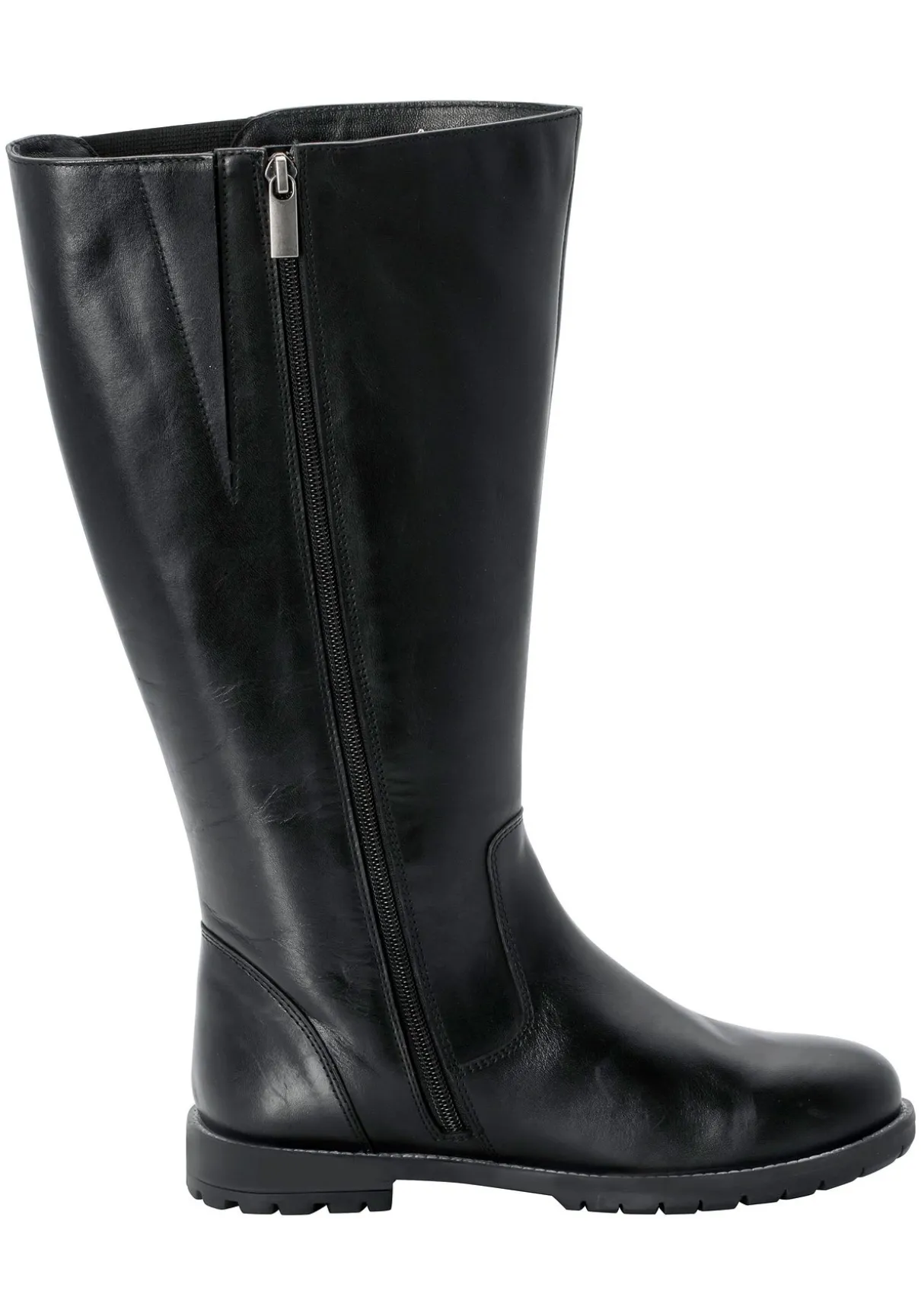 Weitschaftstiefel aus Leder mit Zierreißverschluss