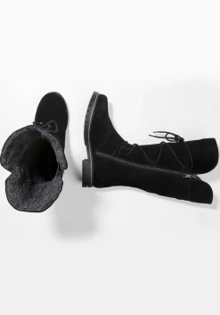 Weitschaftstiefel aus Leder mit Schnürung