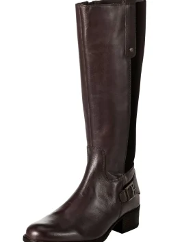 Weitschaftstiefel aus Leder mit Zierschnalle