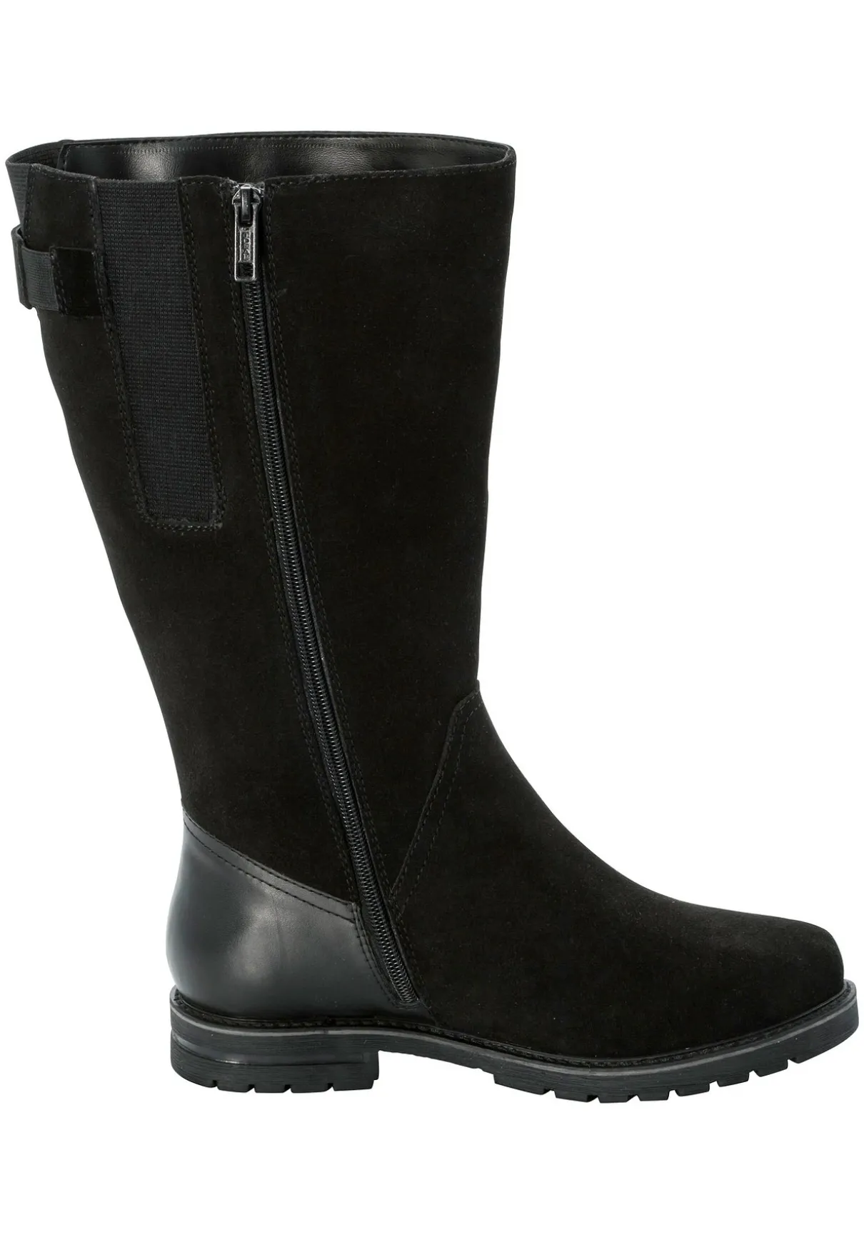 Weitschaftstiefel aus Leder mit Fellimitat