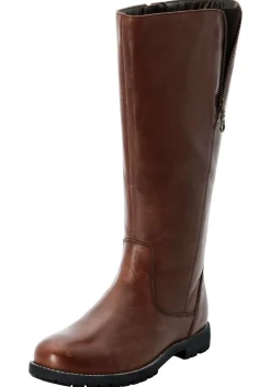 Weitschaftstiefel aus Leder mit Zierreißverschluss