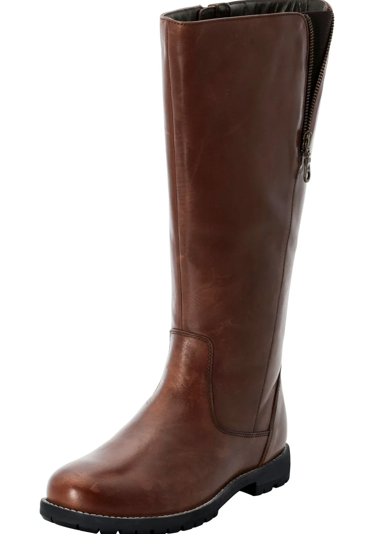 Weitschaftstiefel aus Leder mit Zierreißverschluss