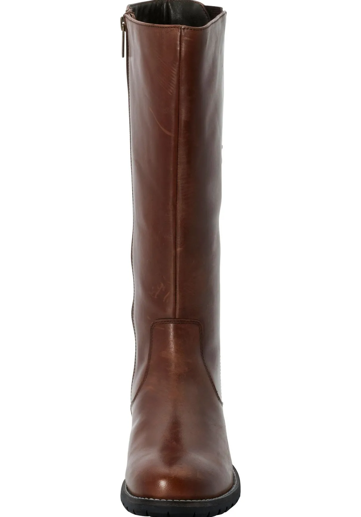 Weitschaftstiefel aus Leder mit Zierreißverschluss