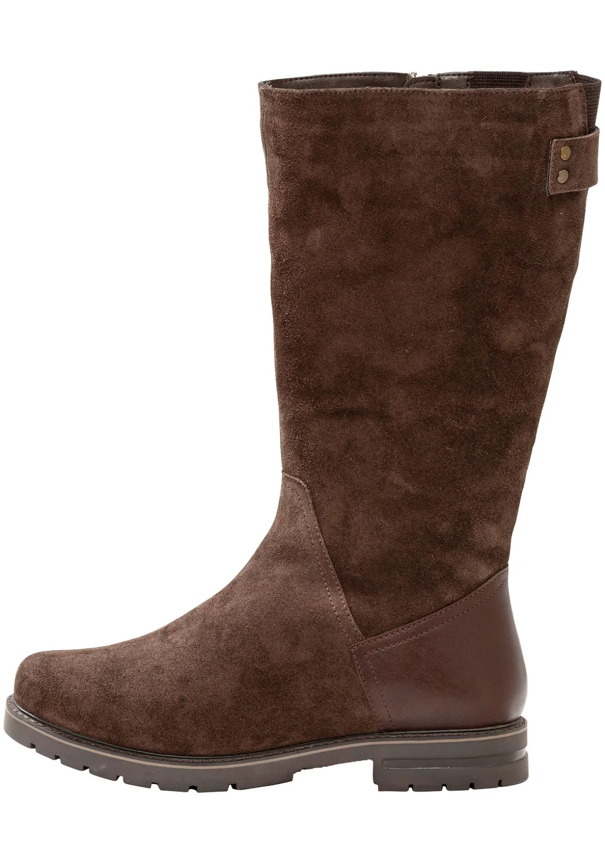 Weitschaftstiefel aus Leder mit Fellimitat