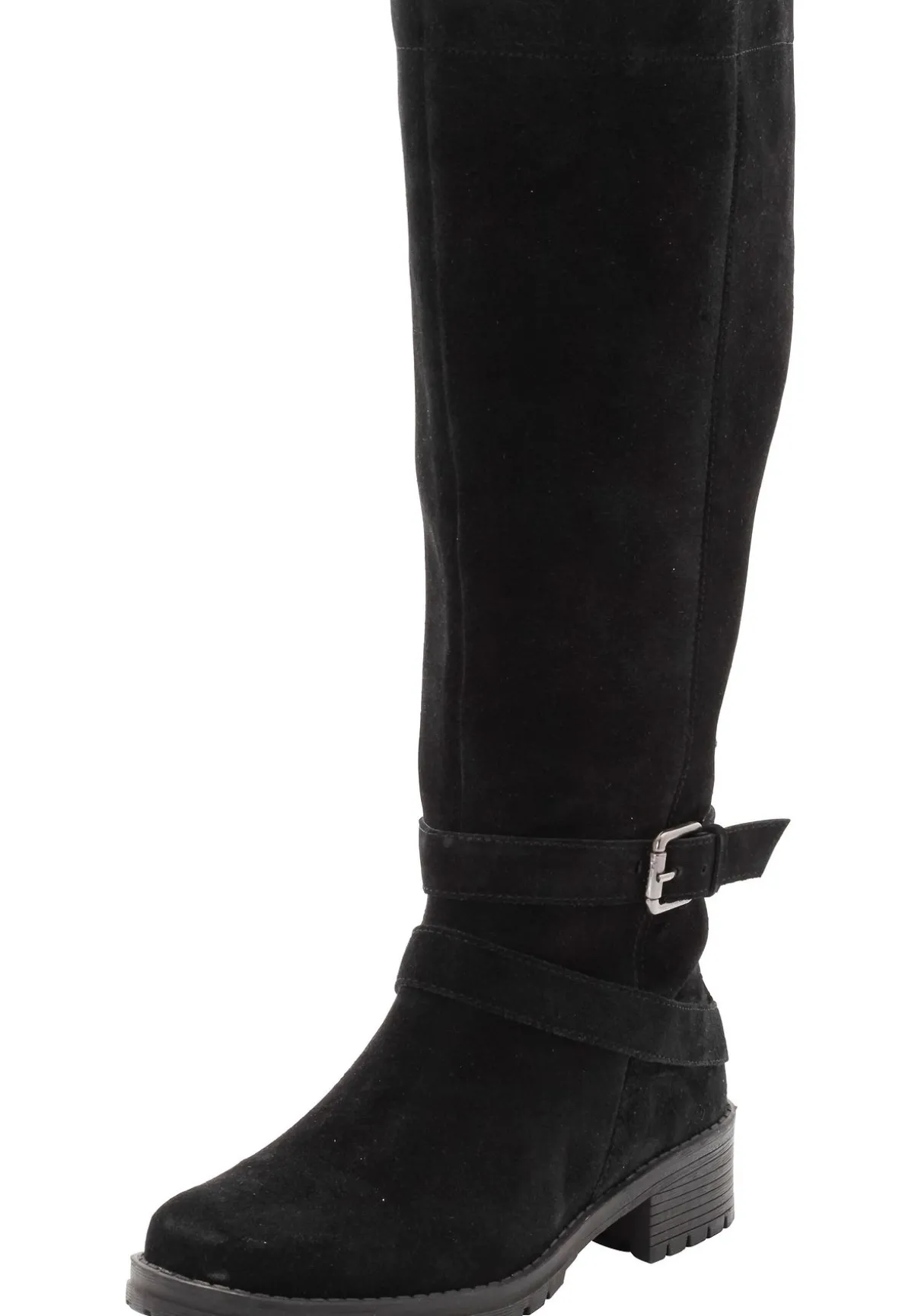 Weitschaftstiefel aus Leder mit Schnallenbändern