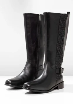 Weitschaftstiefel aus Leder, mit Schnallenbändern