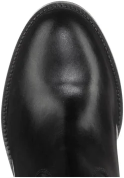 Weitschaftstiefel aus Leder mit Stretch-Einsatz