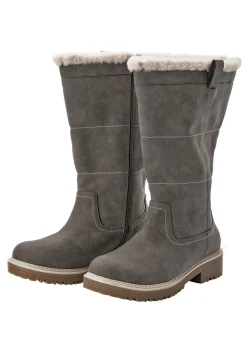 Weitschaftstiefel in Veloursleder-Optik