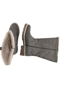 Weitschaftstiefel in Veloursleder-Optik