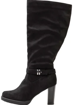 Weitschaftstiefel in Velourslederoptik, mit Schnallenband