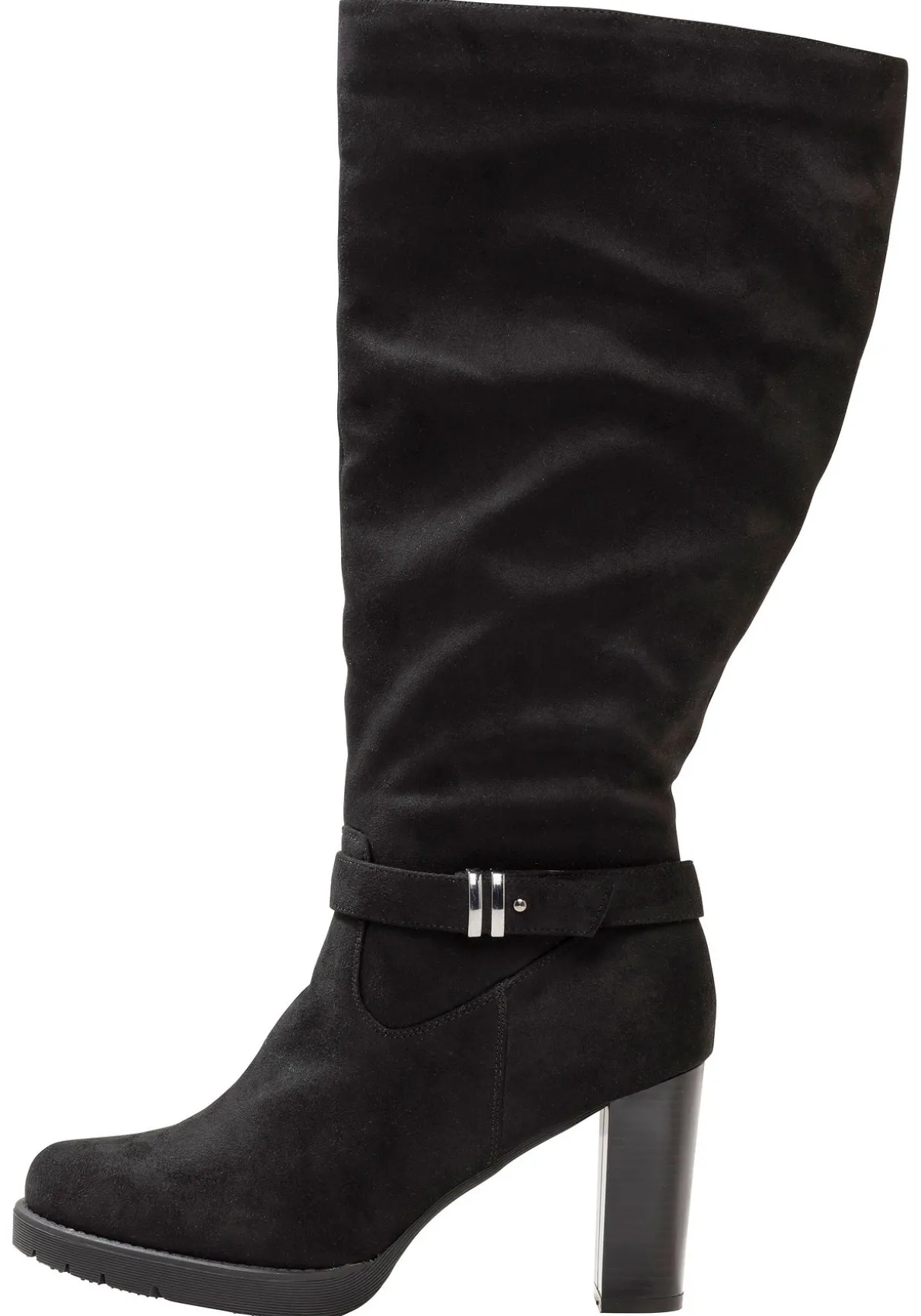 Weitschaftstiefel in Velourslederoptik, mit Schnallenband