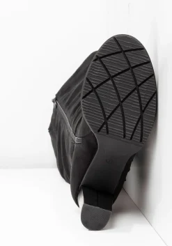 Weitschaftstiefel in Velourslederoptik, mit Schnallenband