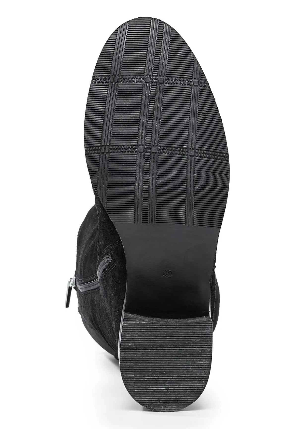 Weitschaftstiefel mit Stretcheinsatz, aus Veloursleder