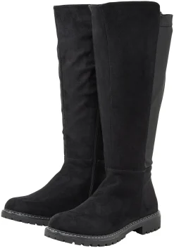 Weitschaftstiefel mit Stretcheinsatz, in Wildleder-Optik