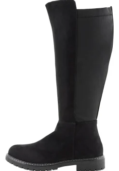 Weitschaftstiefel mit Stretcheinsatz, in Wildleder-Optik