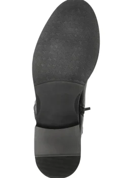 Weitschaftstiefel mit Zierschnalle, im Materialmix