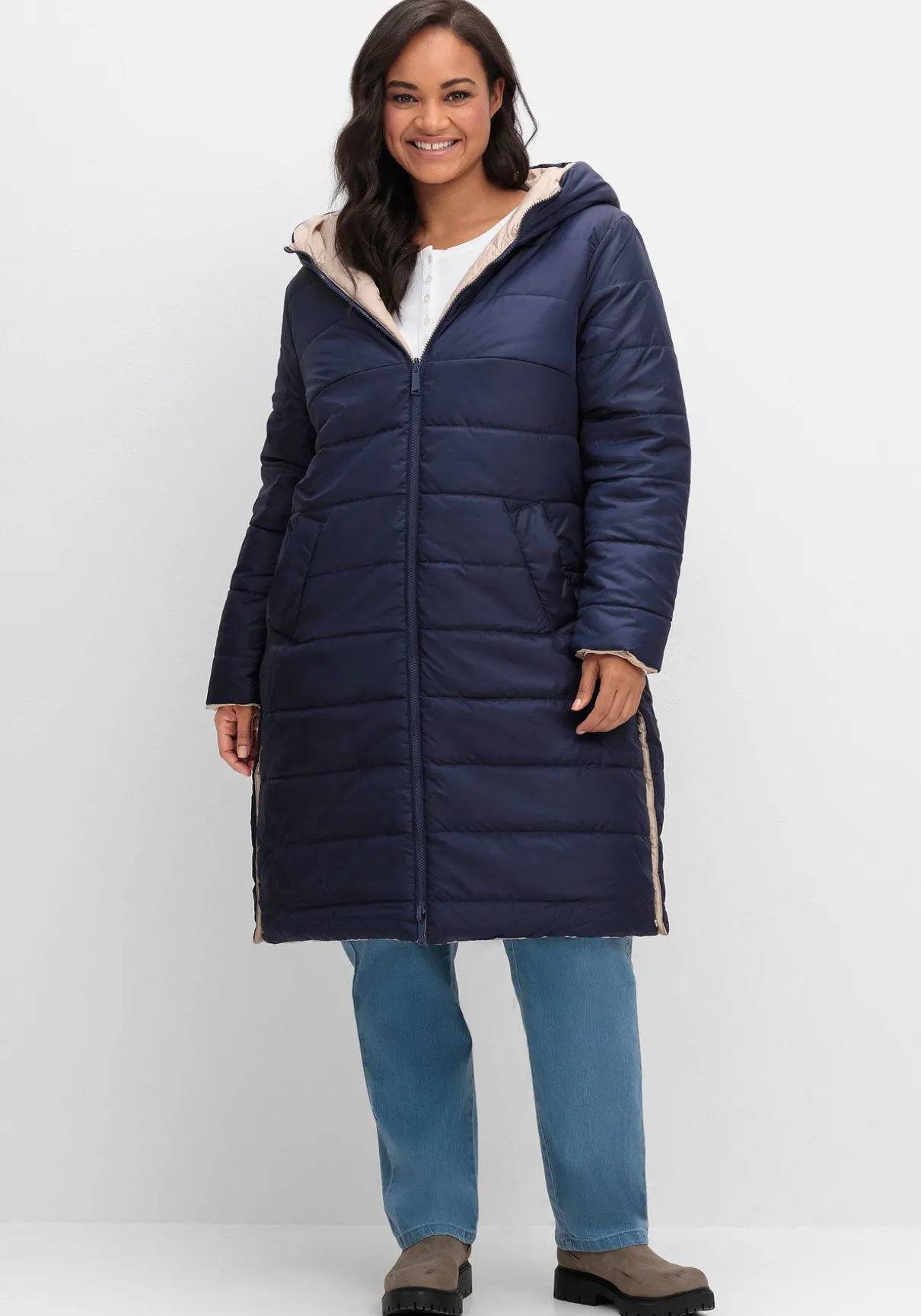 Wende-Steppmantel mit Kapuze