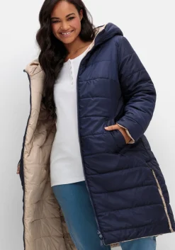 Wende-Steppmantel mit Kapuze