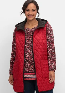 Wende-Steppweste mit Kapuze, in Rautensteppung