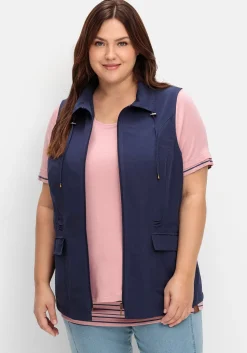 Weste aus Microfaser, mit Umlegekragen