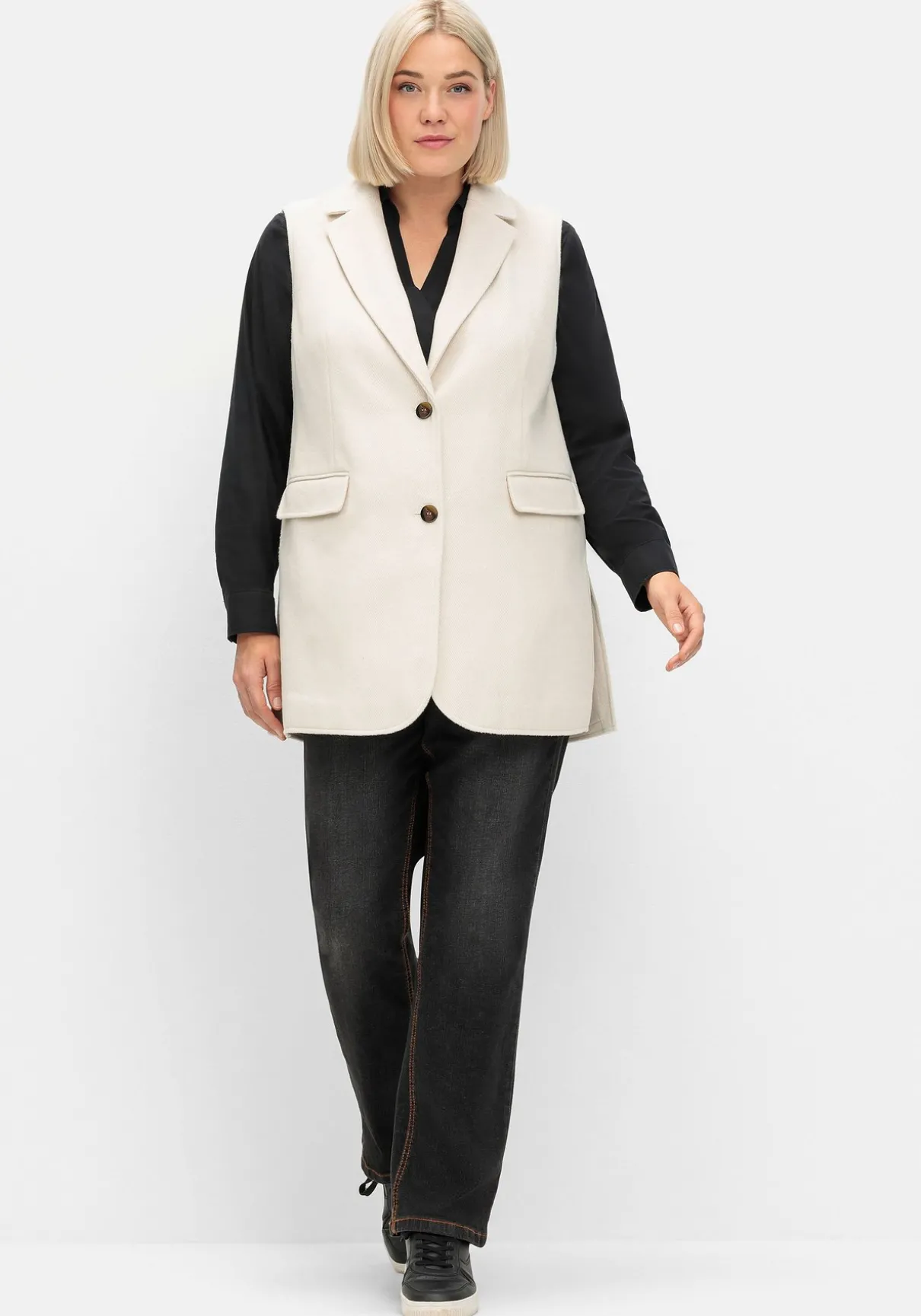 Weste mit Reverskragen, mit Wolle